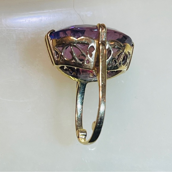 🍇Stunning Vintage Oval Cut 9ct Amethyst 10K Yellow Gold with Filigree Metalwork! - Picture 9 of 14